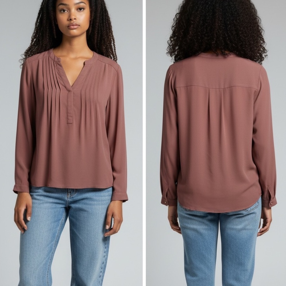 Simply Vera wang Women's Pleated Blouse MEDIUM